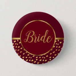 Botón de boda de novia de Borgoña y Oro