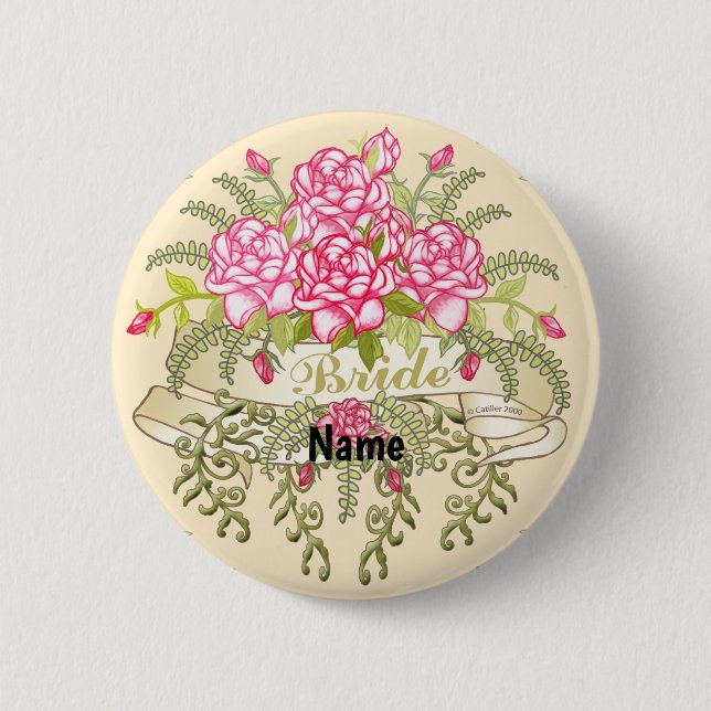 botón de boda de novia rosa (Anverso)