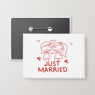 Botón de Boda Recién Casados – Adorable Pareja de 