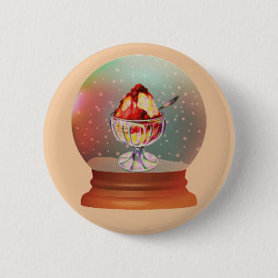 Botón de bola de nieve de helado Sundae vintage