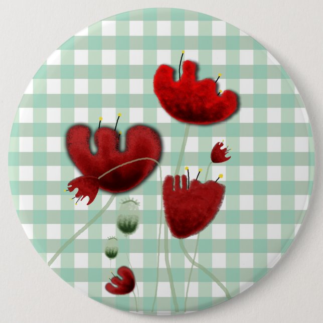 Botón de broche de beso gingham field (Anverso)