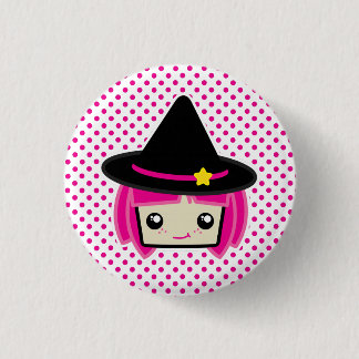 botón de bruja rosada de Kawaii