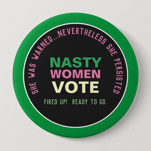 Botón de campaña de VOTO 2024 DE MUJERES NASTY (ve (Anverso)
