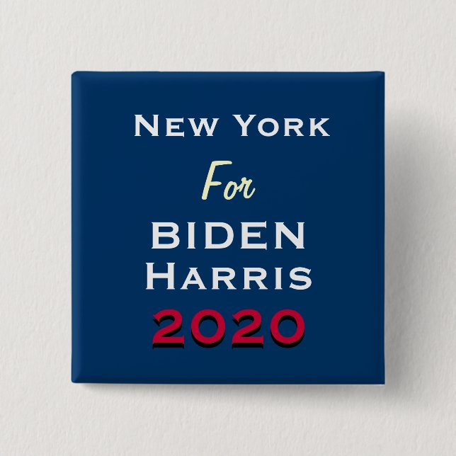 Botón De Campaña Para BIDEN HARRIS 2020 En Nueva Y (Anverso)