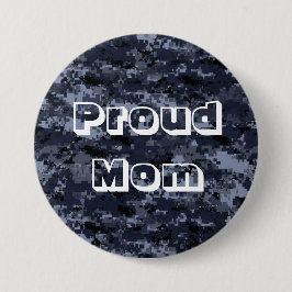Botón de camuflaje azul de la madre orgullosa del