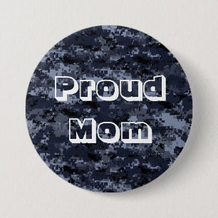 Botón de camuflaje azul de la madre orgullosa del