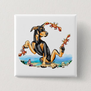 Botón de cangrejo Black Doberman Pinscher Kinda