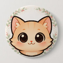 Botón de cara de gato Kawaii lindo