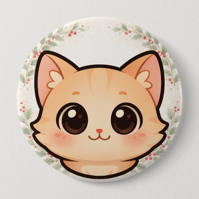 Botón de cara de gato Kawaii lindo (Anverso)