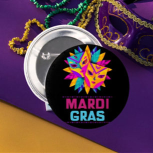 Botón de celebración de máscaras de Mardi Gras