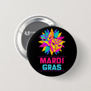 Botón de Celebración de Máscaras de Mardi Gras