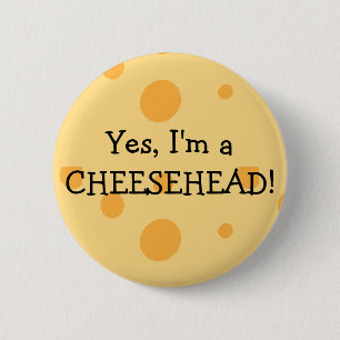 Botón de Cheesehead del humor de Wisconsin