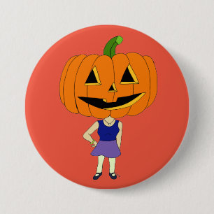 botón de chica de cabeza de calabaza