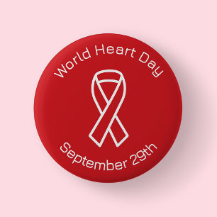 Botón de cinta del Día Mundial del Corazón Rojo