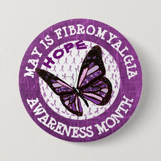 Botón de cinta del Mes de Conciencia de la Fibromi (Anverso)