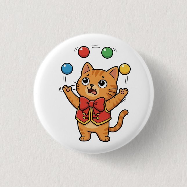 Botón de Circo de Gato Malabarista (Anverso)