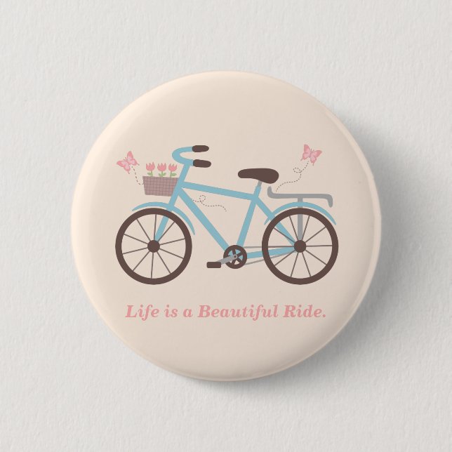 Botón de cita de bicicleta La vida es un hermoso p (Anverso)