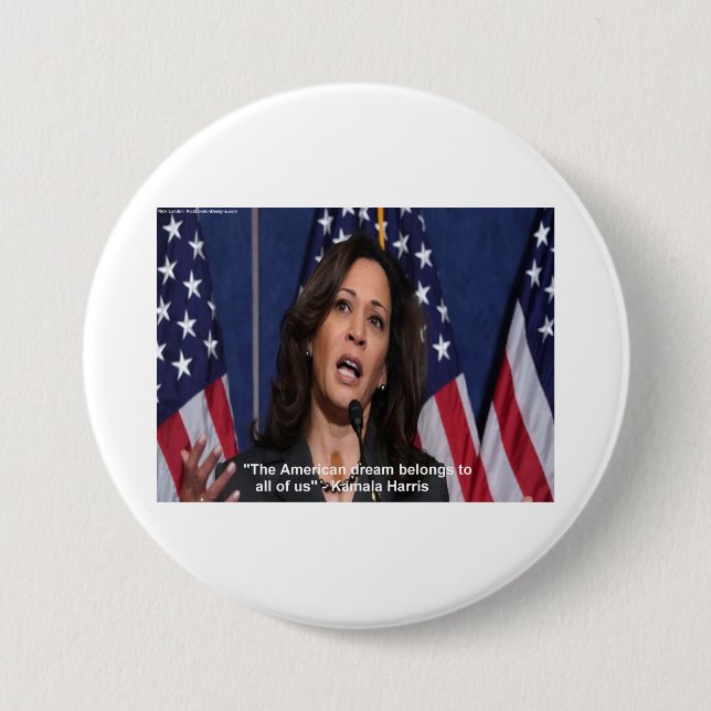 Botón de cita de Kamala Harris y el sueño american (Anverso)