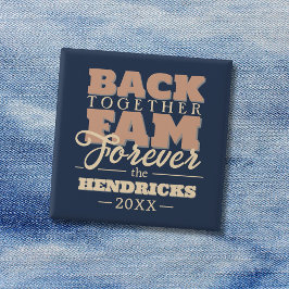 Botón de cita de la unión familiar divertida, azul