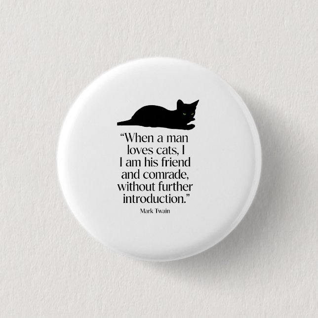 Botón de cita de Mark Twain sobre gatos (Anverso)