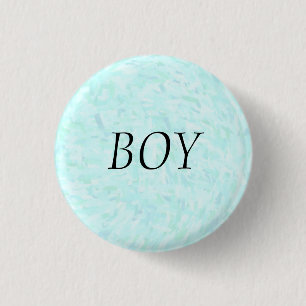 Botón de clavija "BOY" de confeti azul revelado po