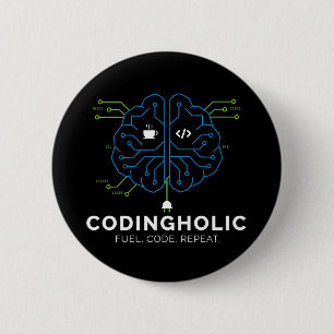 Botón de Coder de Modo Oscuro Nerd Geek Tech Swag