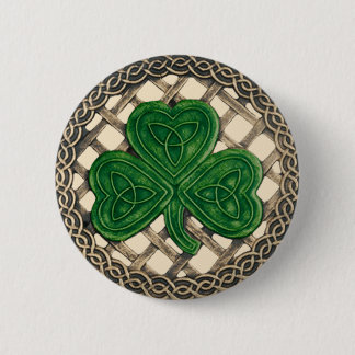 Botón De Cohetes De Shamrock Y Celtic Knots Beige