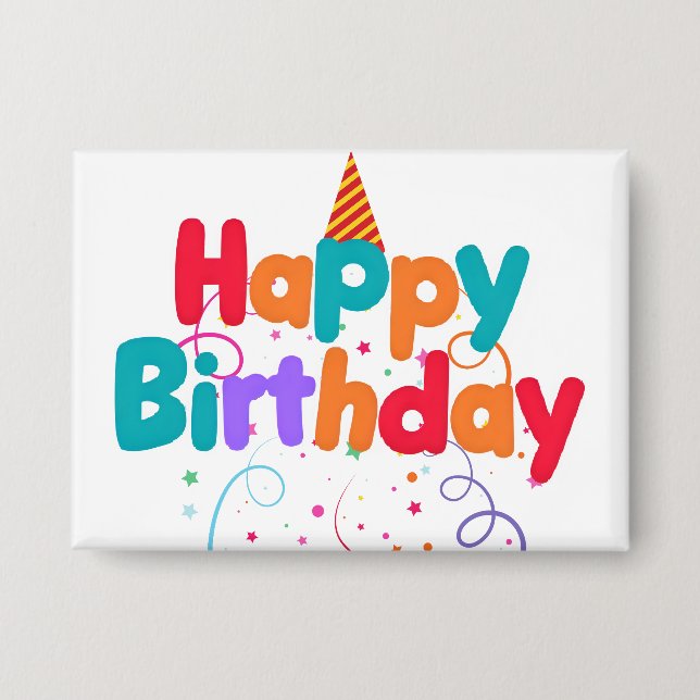 Botón de Confeti de Feliz Cumpleaños (Anverso)