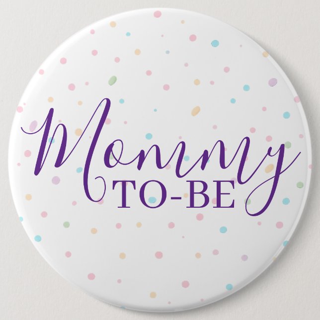 Botón de Confeti de Pastel para Mamá en Camino (Anverso)