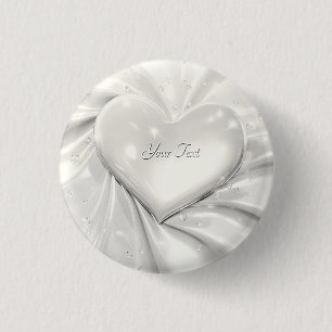 Botón de Corazón de Crema Blanca Elegante