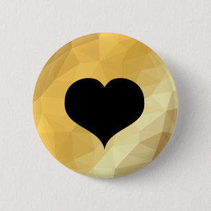 Botón de corazón de efecto metálico redondo dorado