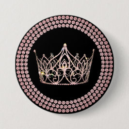 Botón de Corona de Certamen - Glam de Oro Rosa