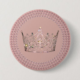 Botón de Corona de Concurso - Glam Rosa Dorado