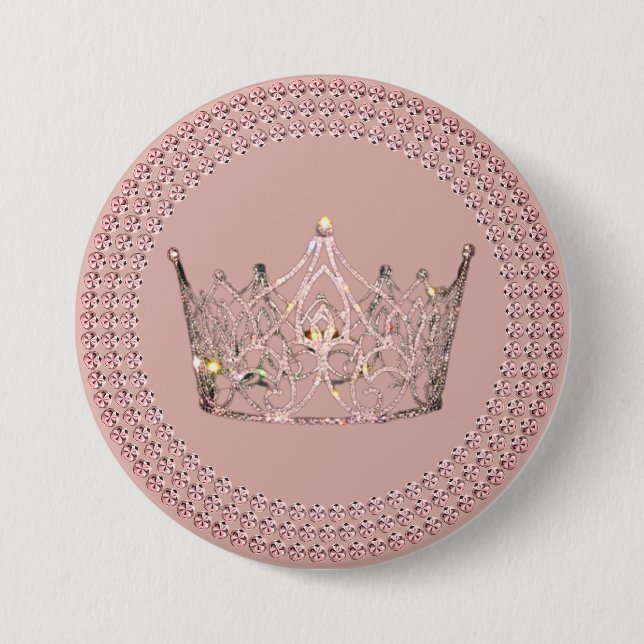Botón de Corona de Concurso - Glam Rosa Dorado (Anverso)