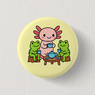 Botón de corte del té Axolotl con amigos