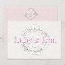 botón de coser invitación de boda rosa y vintage d