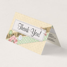 botón de costura y tarjeta de agradecimiento de ci