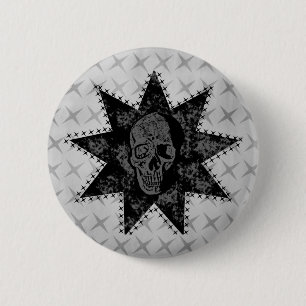 Botón de cráneo de punk (gris)