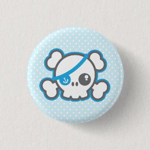 Botón de cráneo pirata de Kawaii