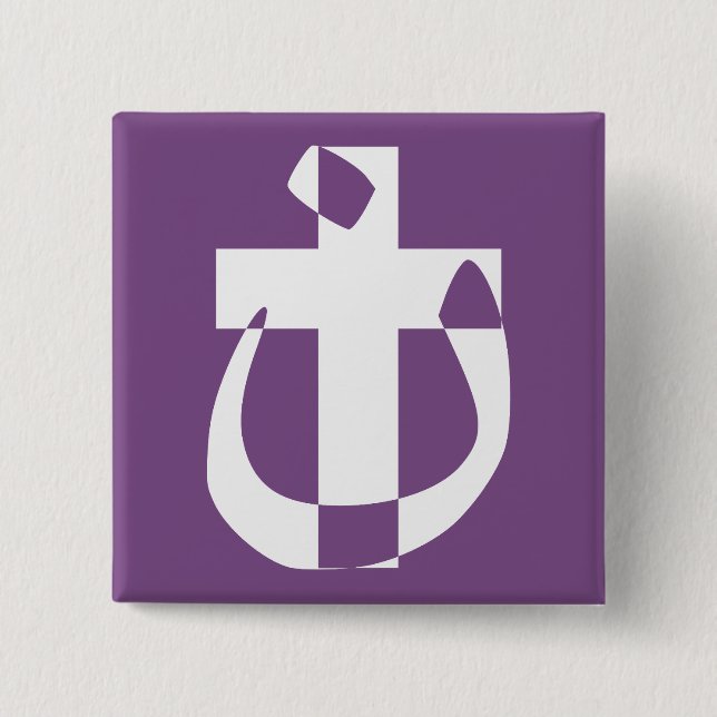 Botón de cruz cristiana de solidaridad con el símb (Anverso)