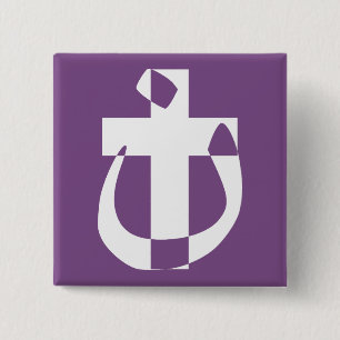 Botón de cruz cristiana de solidaridad con el símb