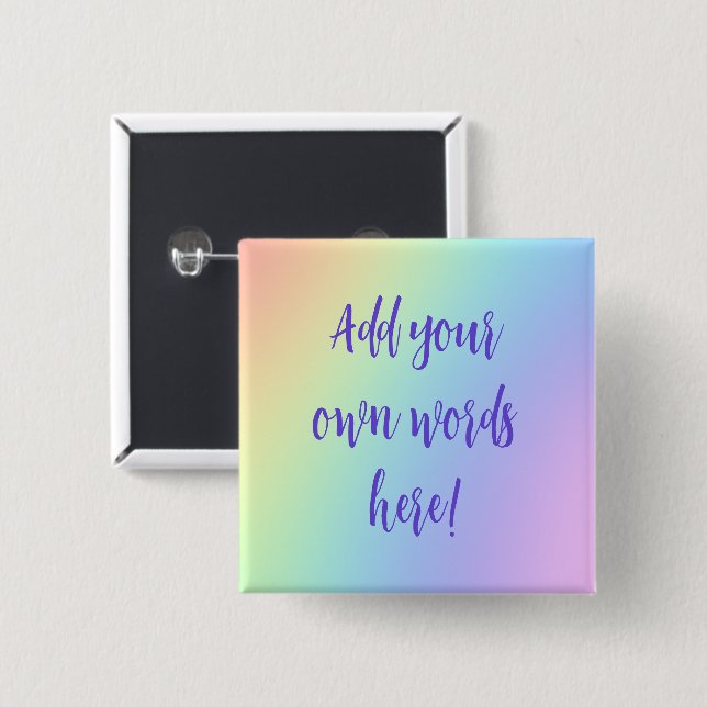 Botón de cuadrado arcoiris Pastel personalizado (Anverso y reverso)