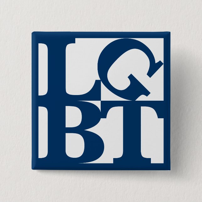 Botón de cuadrado pop blanco LGBT (Anverso)