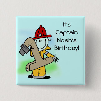 botón de cumpleaños 1 del bombero personalizado