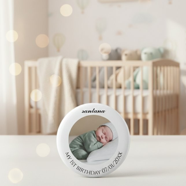Botón de cumpleaños con foto de bebé personalizada (Subido por el creador)