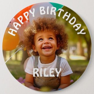 Botón de cumpleaños con foto y nombre personalizab