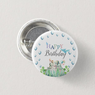 botón de cumpleaños con tema de dinosaurio para ni