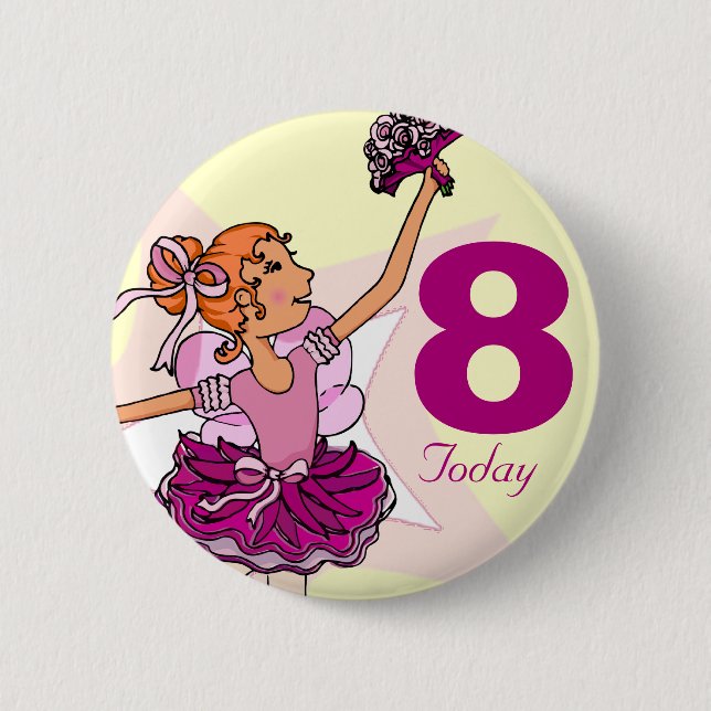 botón de cumpleaños de Ballerina crema rosa jengib (Anverso)