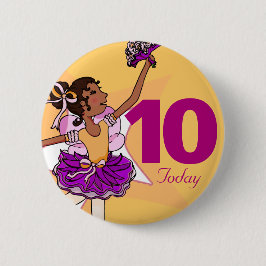 botón de cumpleaños de chica amarillo de pelo oscu