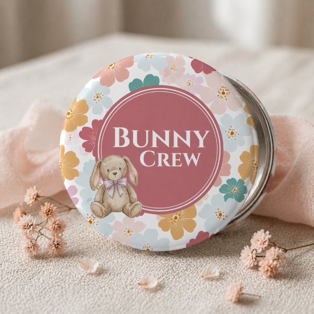 Botón de cumpleaños de conejito Fiesta de cumpleañ (Bunny Birthday Button Cute Bunny Party Bunny Crew)
